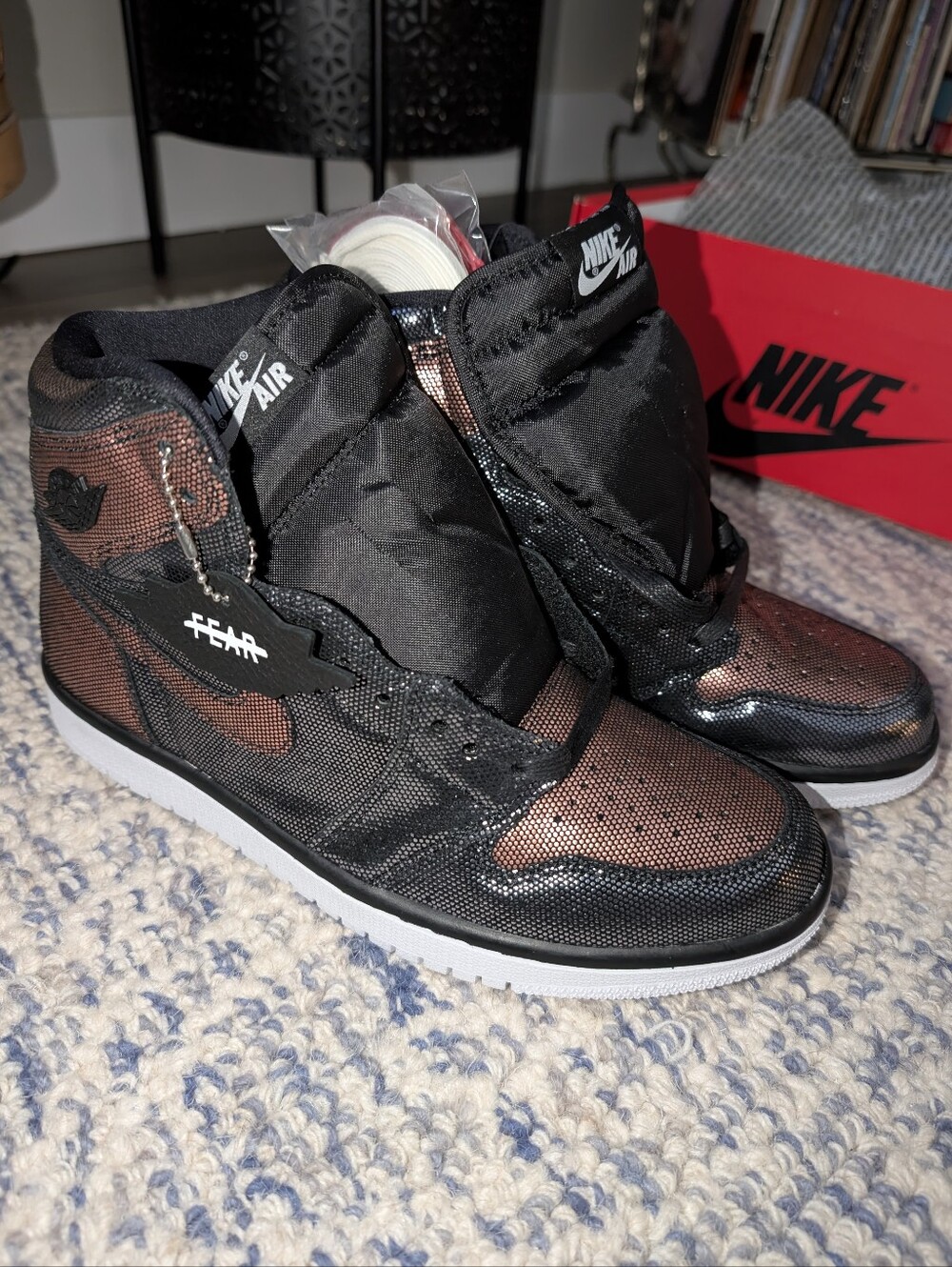 Nike Air Jordan 1 High Top Sneakers - Black and Metallic Red